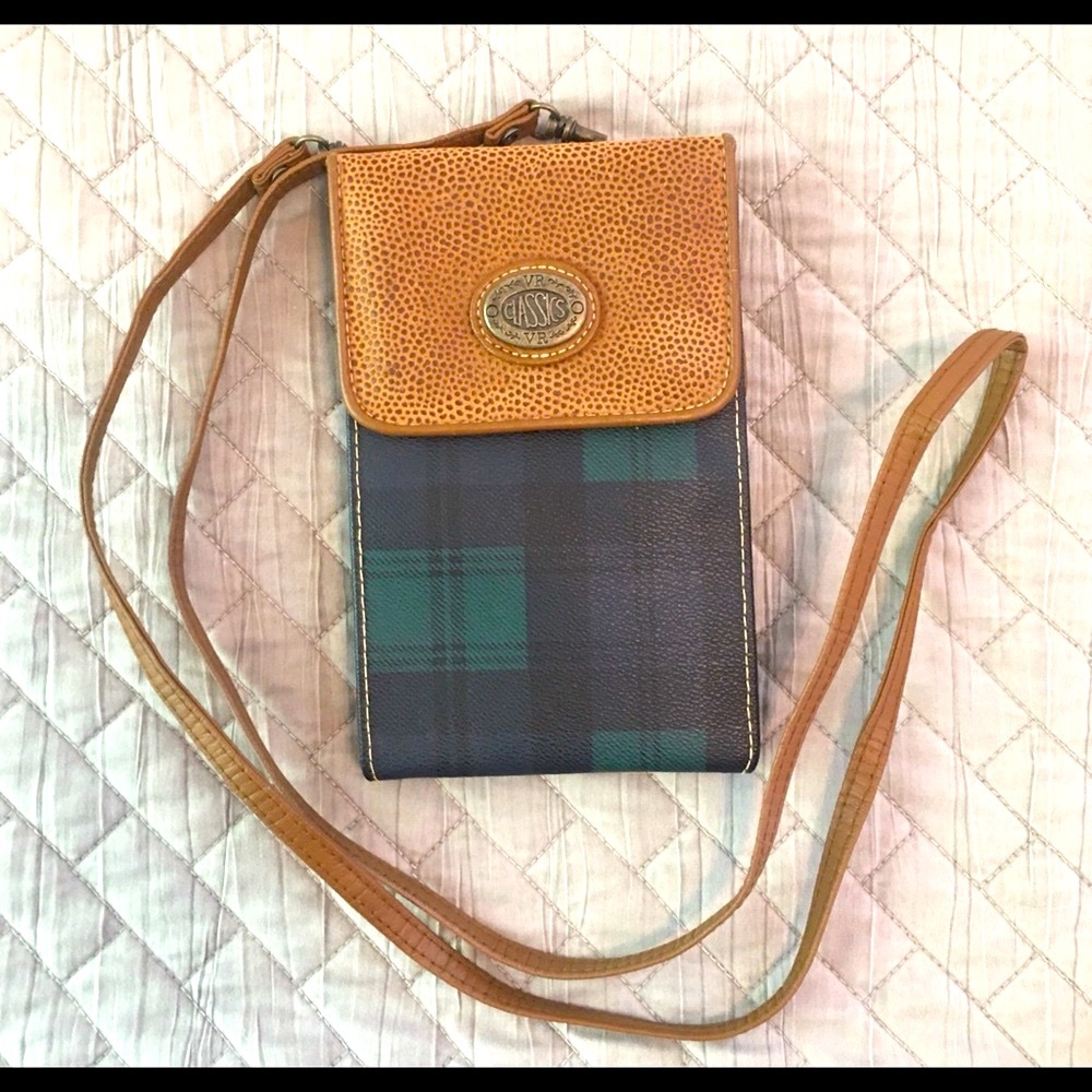 VR Classics Vintage Tartan Plaid Flat Travel Passport Crossbody Bag